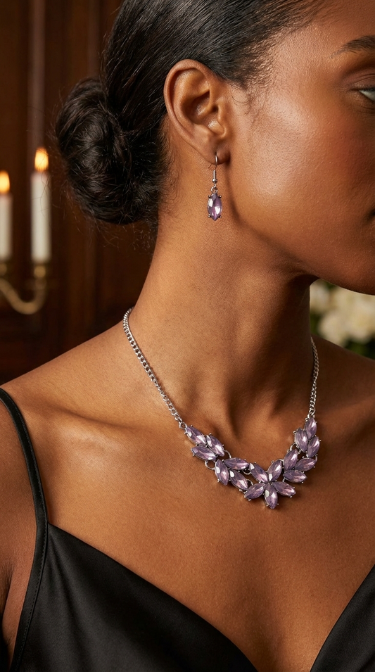 Purple Necklace and Earring Set - Sugarz Chique Boutique 