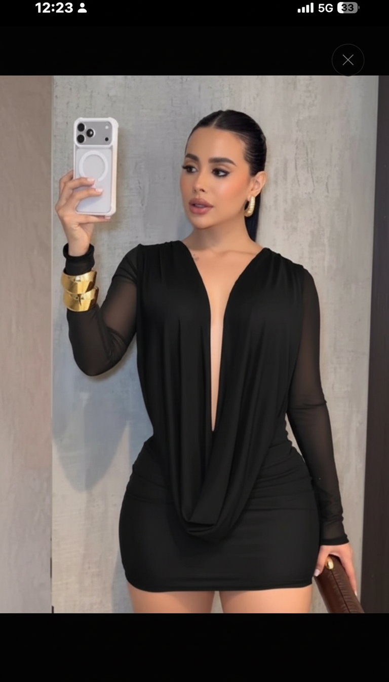 Cowl Neck Open-Back Dress