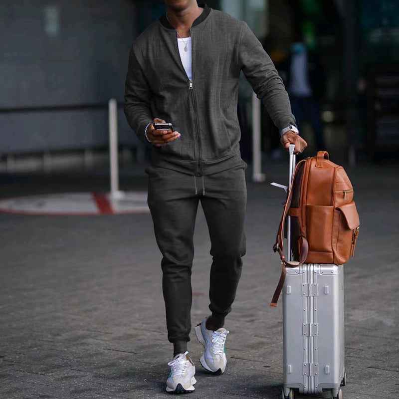 Men's new casual solid color baseball collar jacket suit | Sugarz Chique Boutique