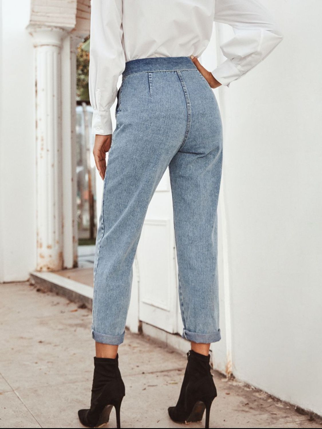 Tied Straight Leg Jeans with Pockets | Sugarz Chique Boutique