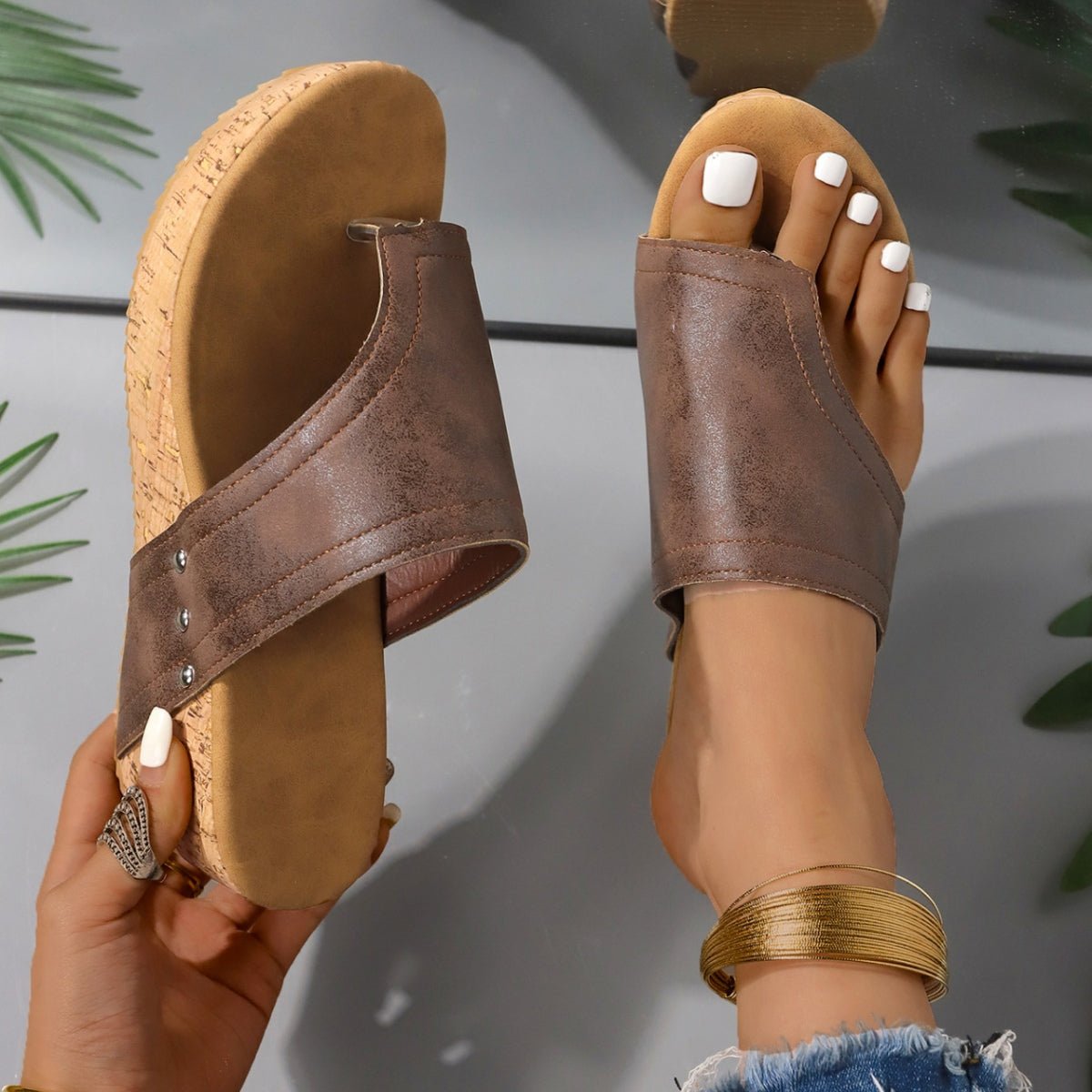 PU Leather Wedge Sandals | Sugarz Chique Boutique