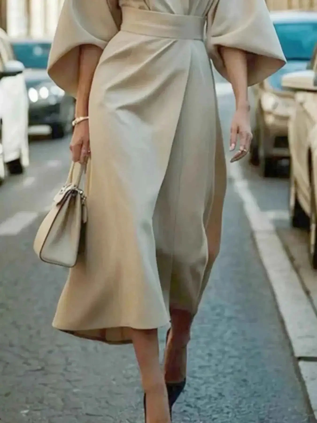 Round Neck 3/4 Sleeve Dress | Sugarz Chique Boutique