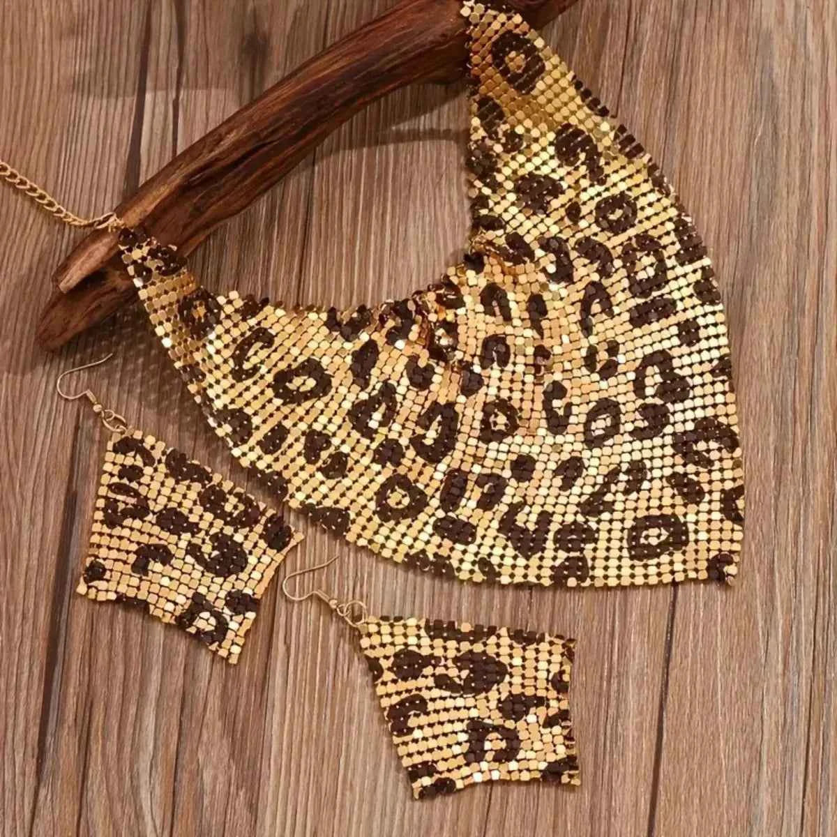 Leopard Necklace and Earrings Jewelry Set | Sugarz Chique Boutique
