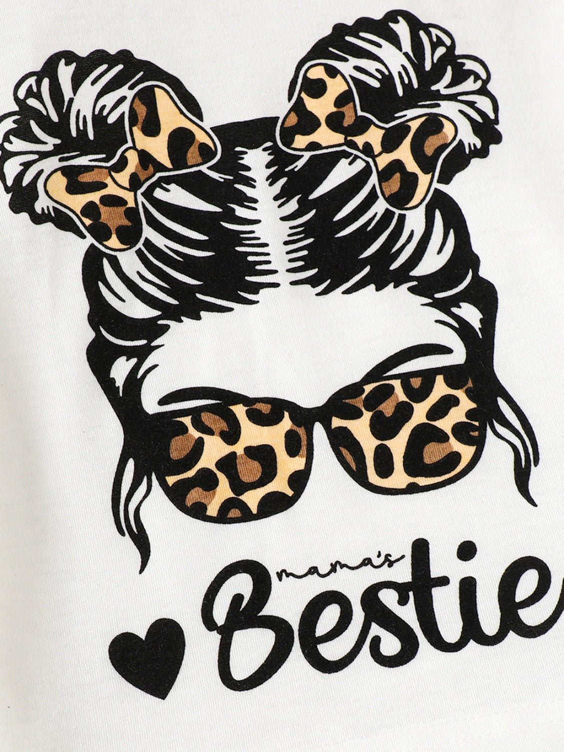 BESTIE Round Neck T-Shirt and Leopard Pants Set | Sugarz Chique Boutique