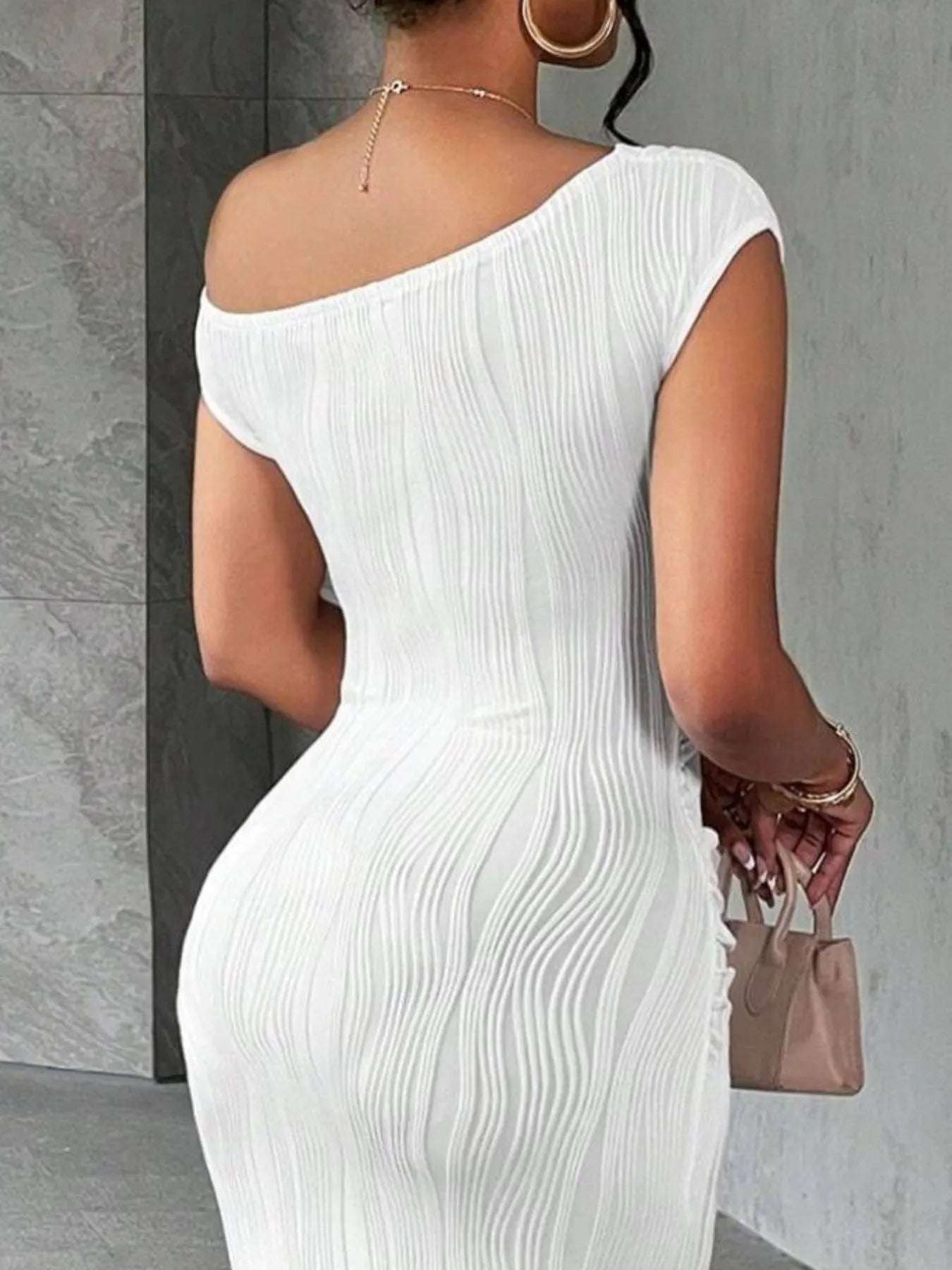 Textured Single Shoulder Bodycon Maxi Dress | Sugarz Chique Boutique