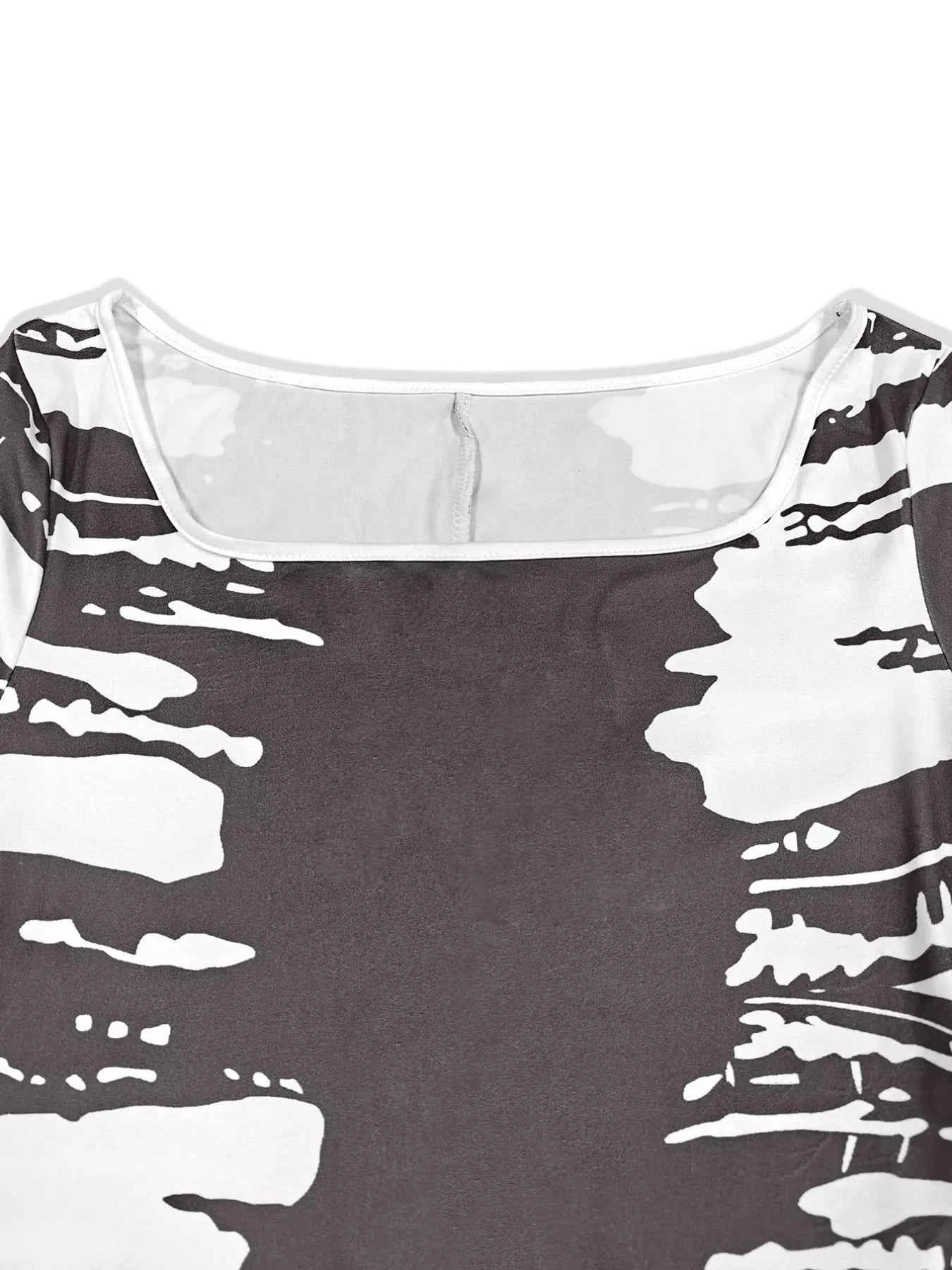 Plus Size Square Neck Short Sleeve Dress