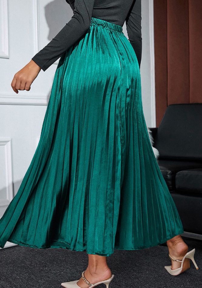 Elastic Waist Pleated Midi Skirt | Sugarz Chique Boutique