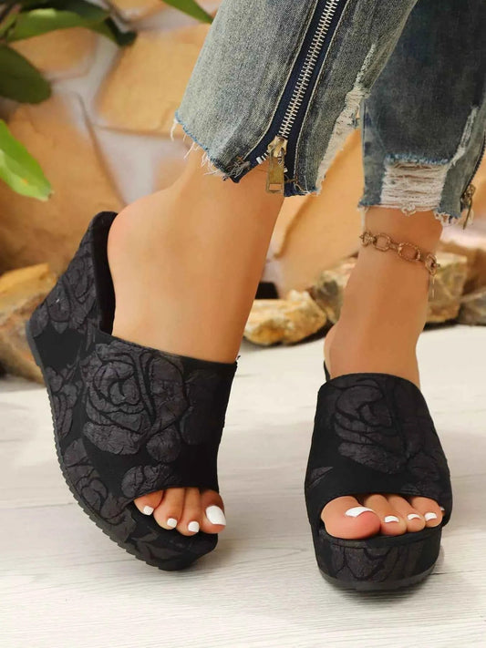Peep Toe Platform Wedge Sandals | Sugarz Chique Boutique