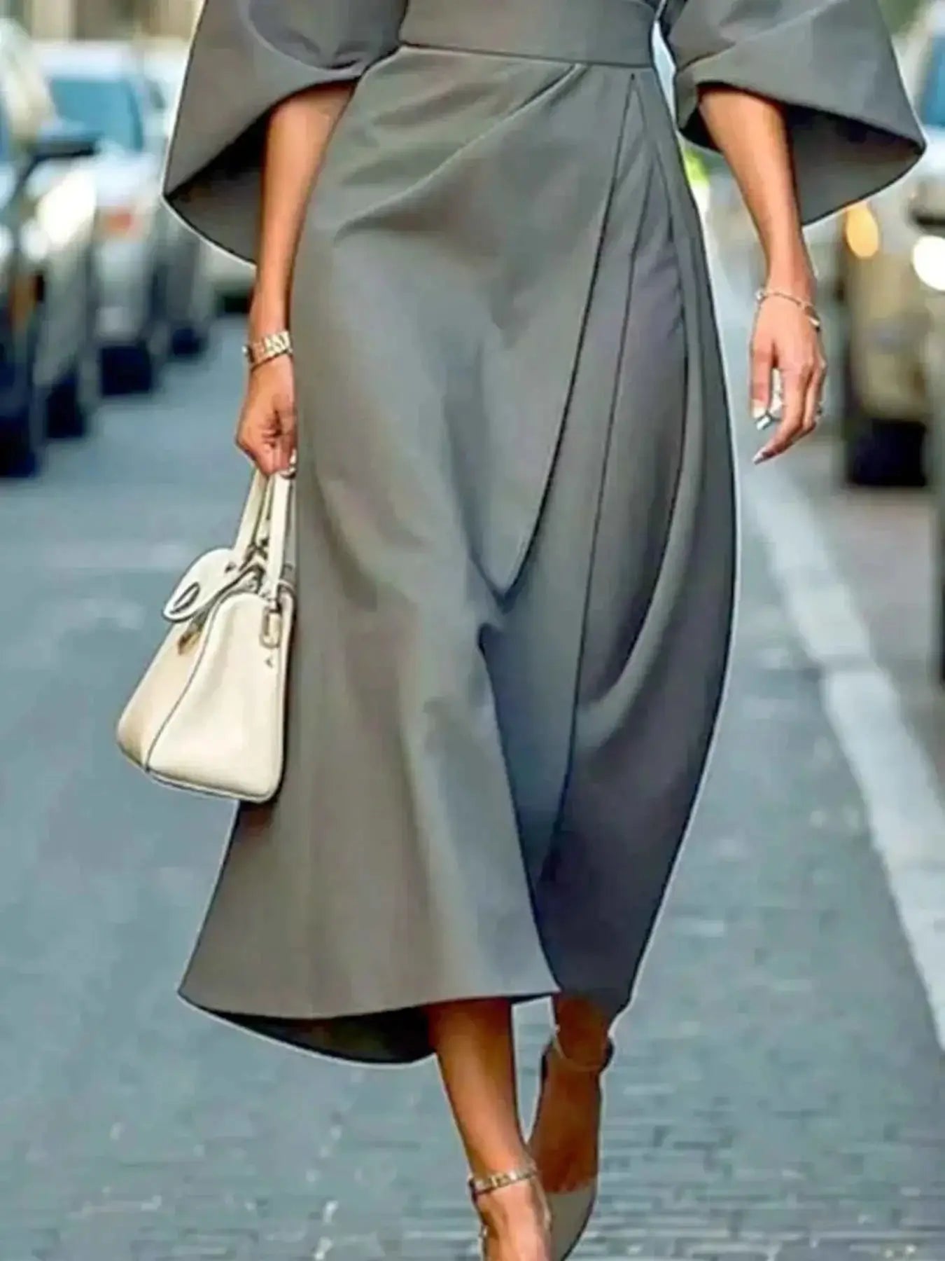 Round Neck 3/4 Sleeve Dress | Sugarz Chique Boutique