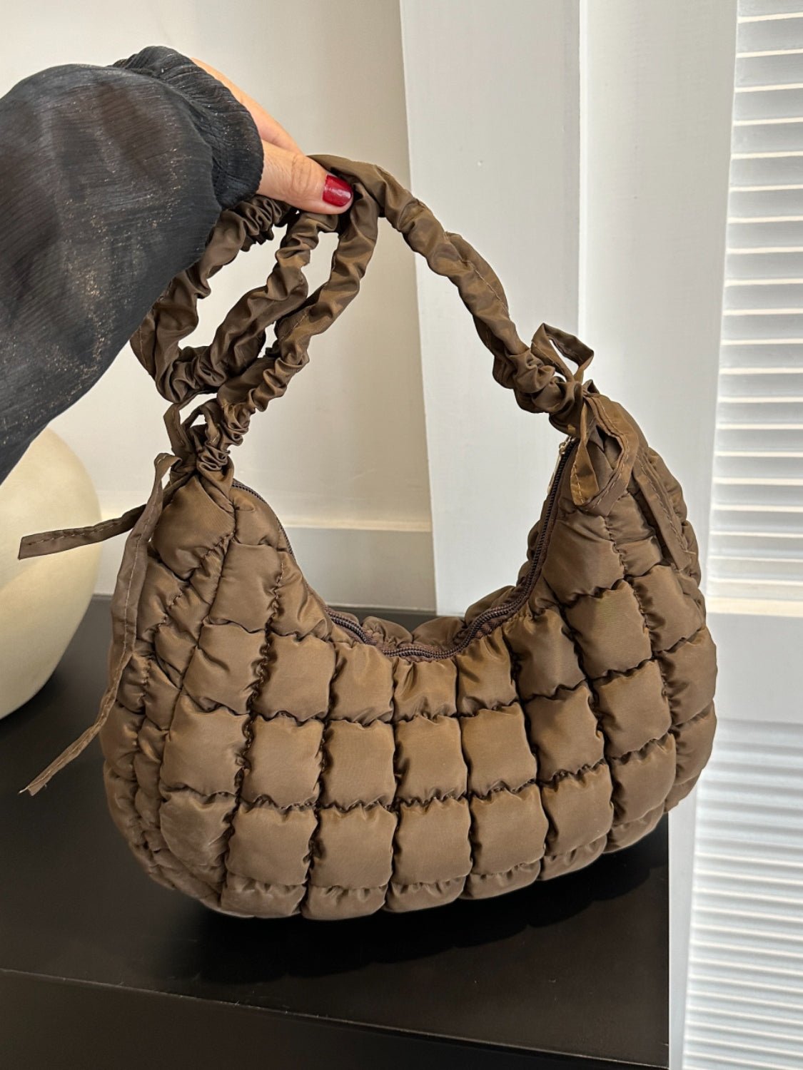 Bubble Texture Ruched Strap Quilted Shoulder Bag | Sugarz Chique Boutique