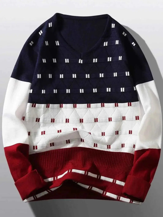 Men's V-Neck Long Sleeve Sweater | Sugarz Chique Boutique