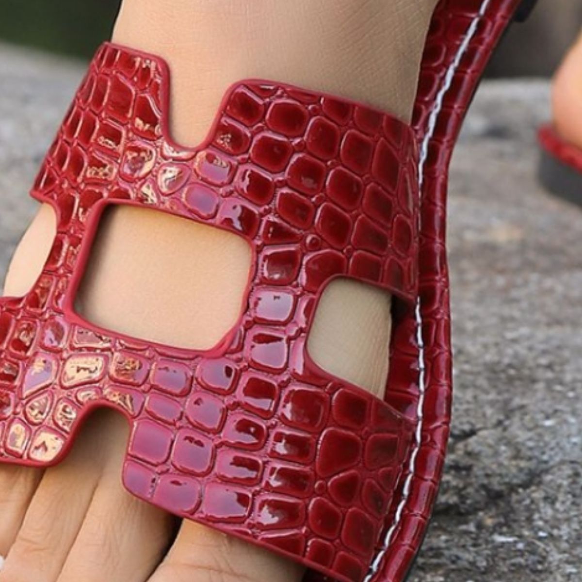 Crocodile Pattern Open-Toe PU Leather Sandals | Sugarz Chique Boutique