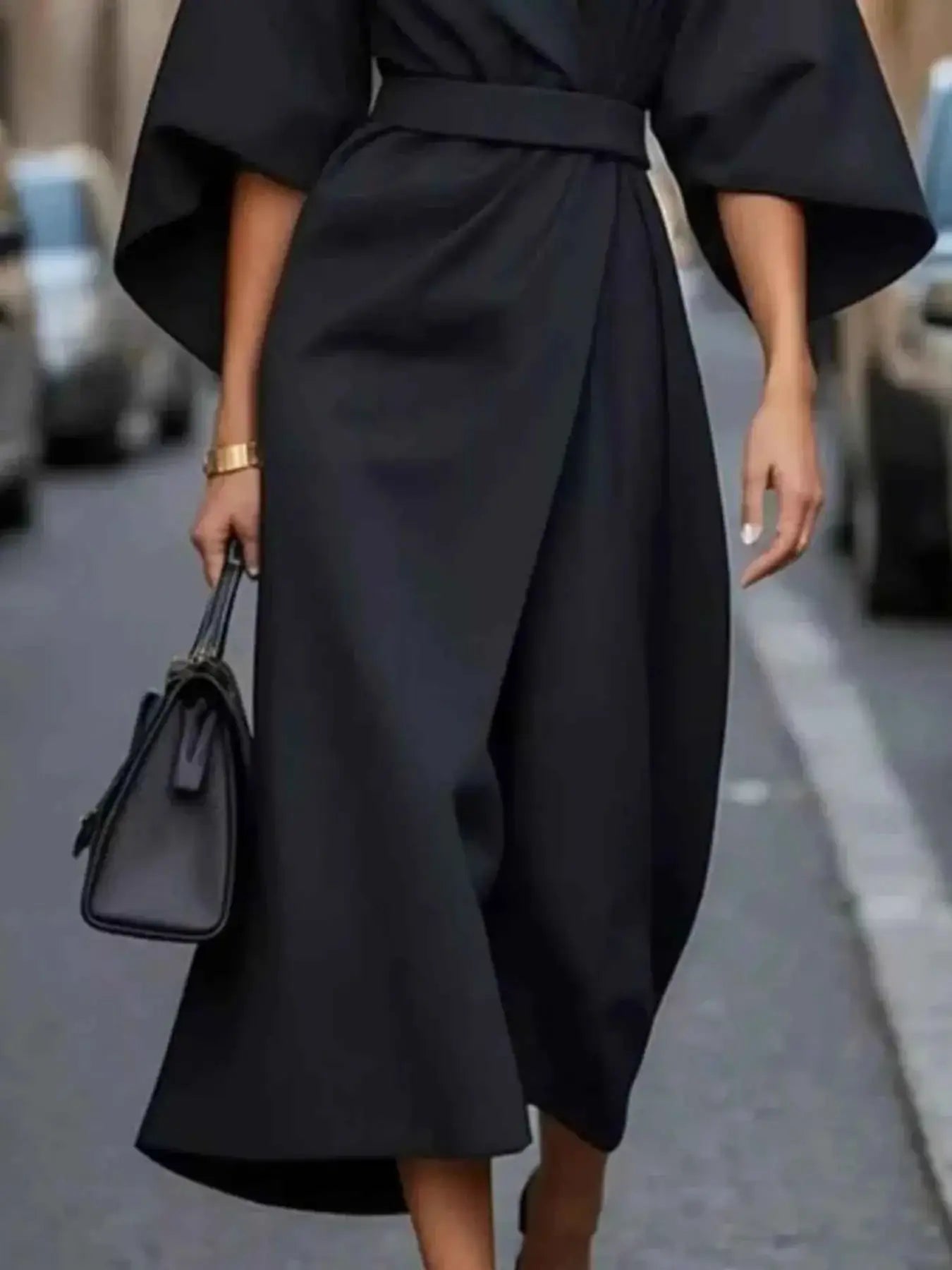 Round Neck 3/4 Sleeve Dress | Sugarz Chique Boutique