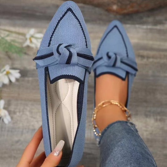 Bow Contrast Trim Point Toe Sneakers | Sugarz Chique Boutique