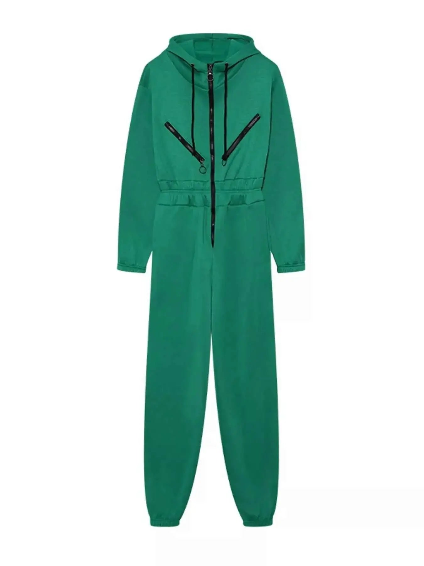 Hooded Zip-Up Long Sleeve Jumpsuit