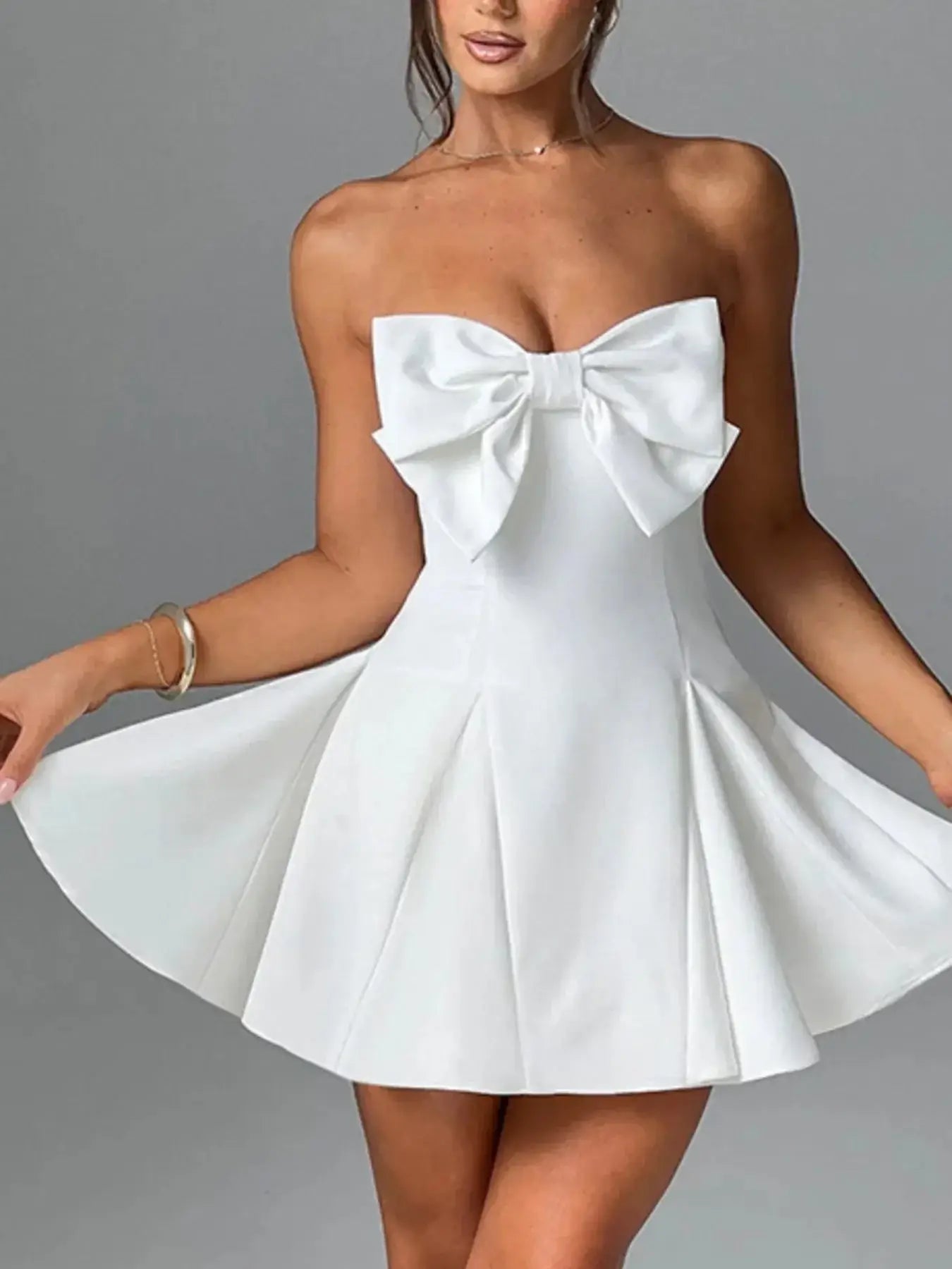 Bow Tube A - Line Mini Dress - Sugarz Chique Boutique
