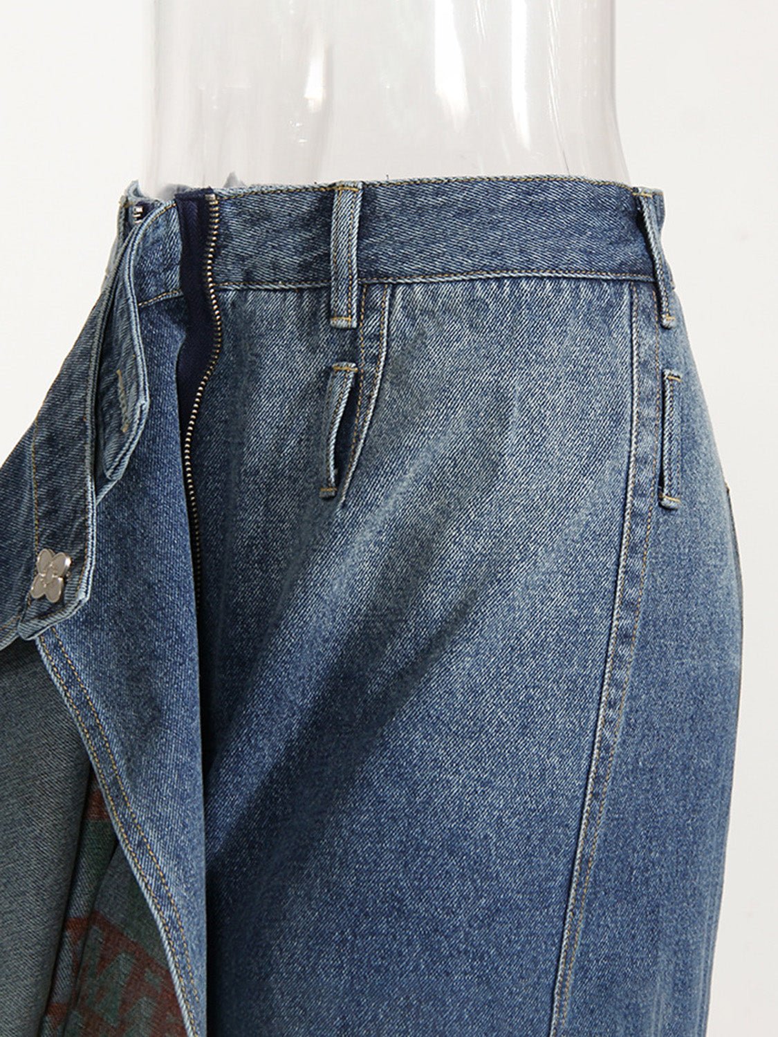 Reversible Slit Printed Midi Denim Skirt | Sugarz Chique Boutique