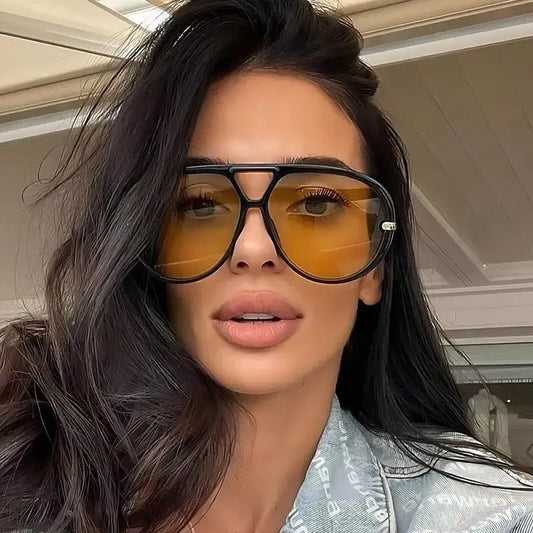 Aviator Fashion Sunglasses with Yellow Tinted Lenses | Sugarz Chique Boutique