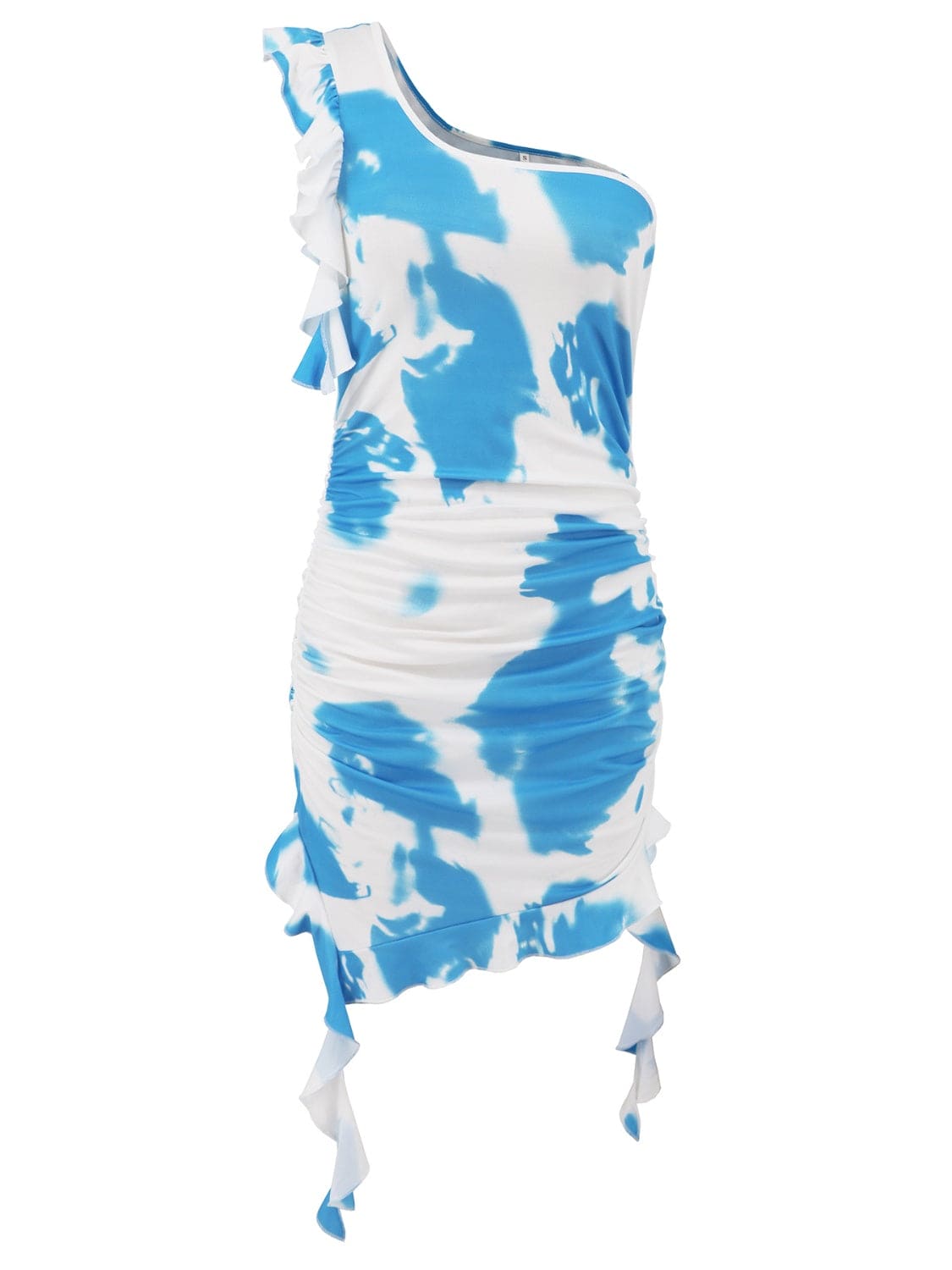 Ruffled Tie-Dye Single Shoulder Mini Dress | Sugarz Chique Boutique