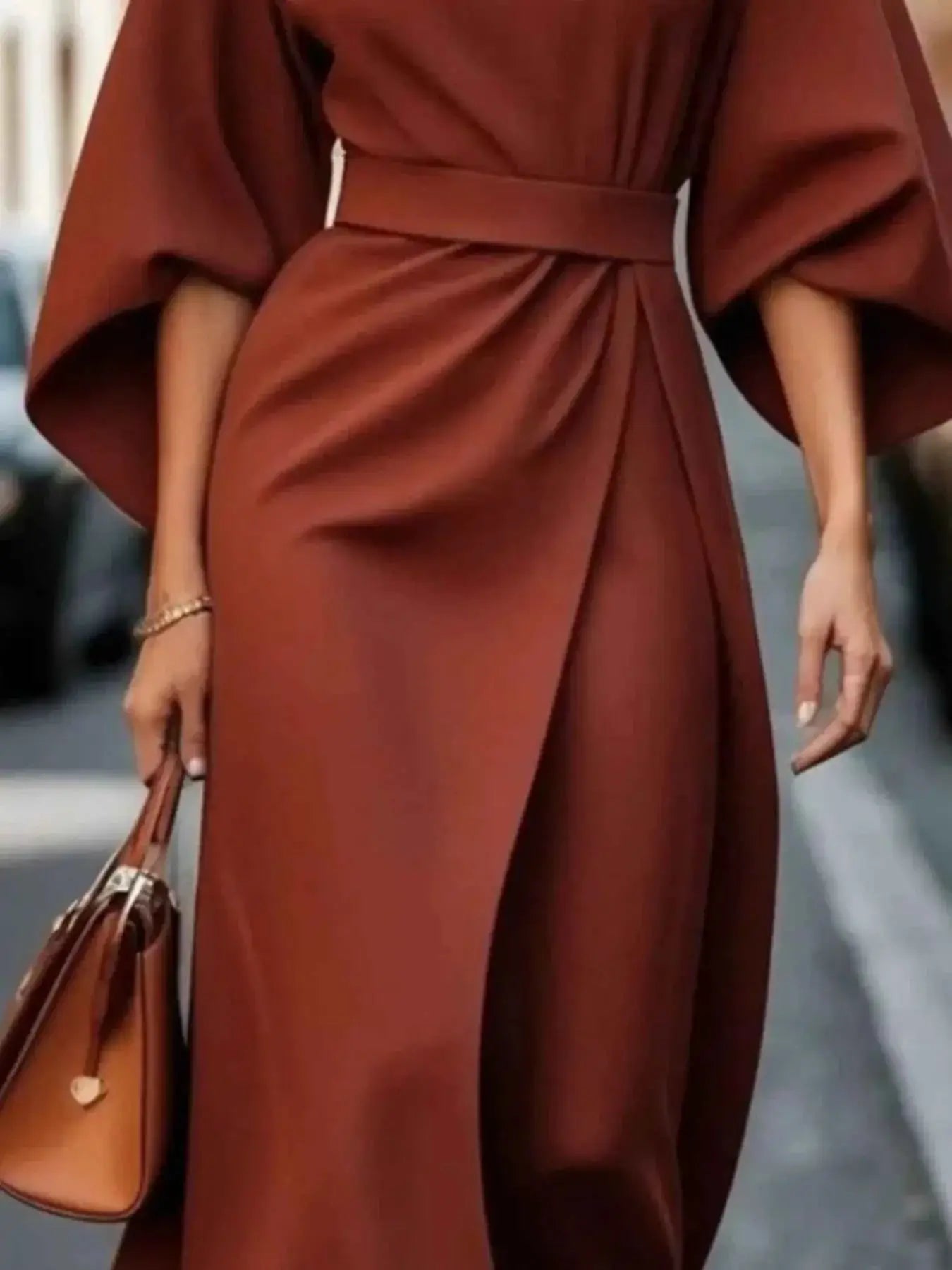 Round Neck 3/4 Sleeve Dress | Sugarz Chique Boutique