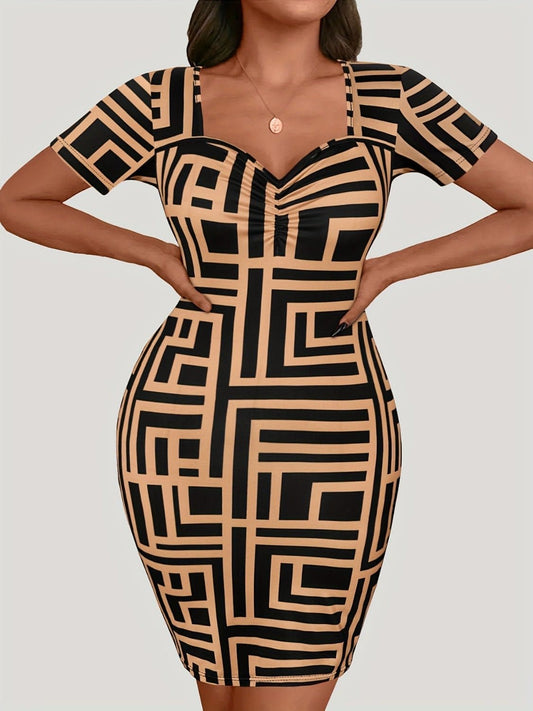 Plus Size Sweetheart Neck Short Sleeve Mini Dress | Sugarz Chique Boutique