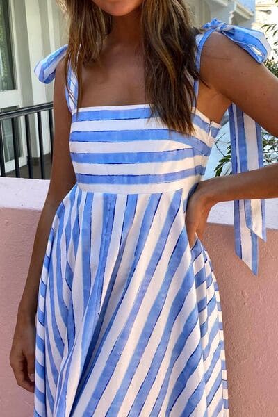 Striped Square Neck Wide Strap Dress | Sugarz Chique Boutique