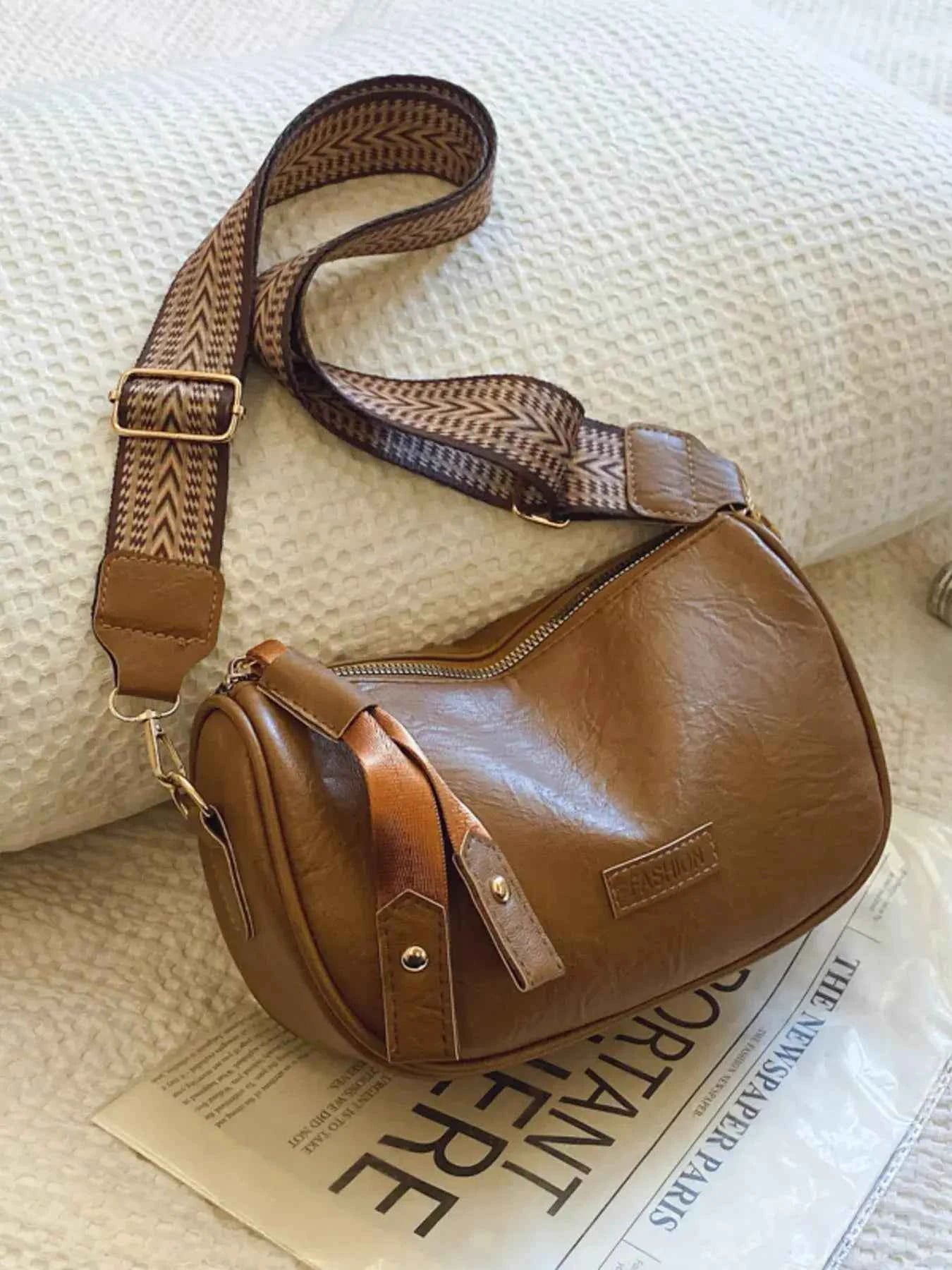 Retro Style Shoulder Crossbody Bag with Wide Strap