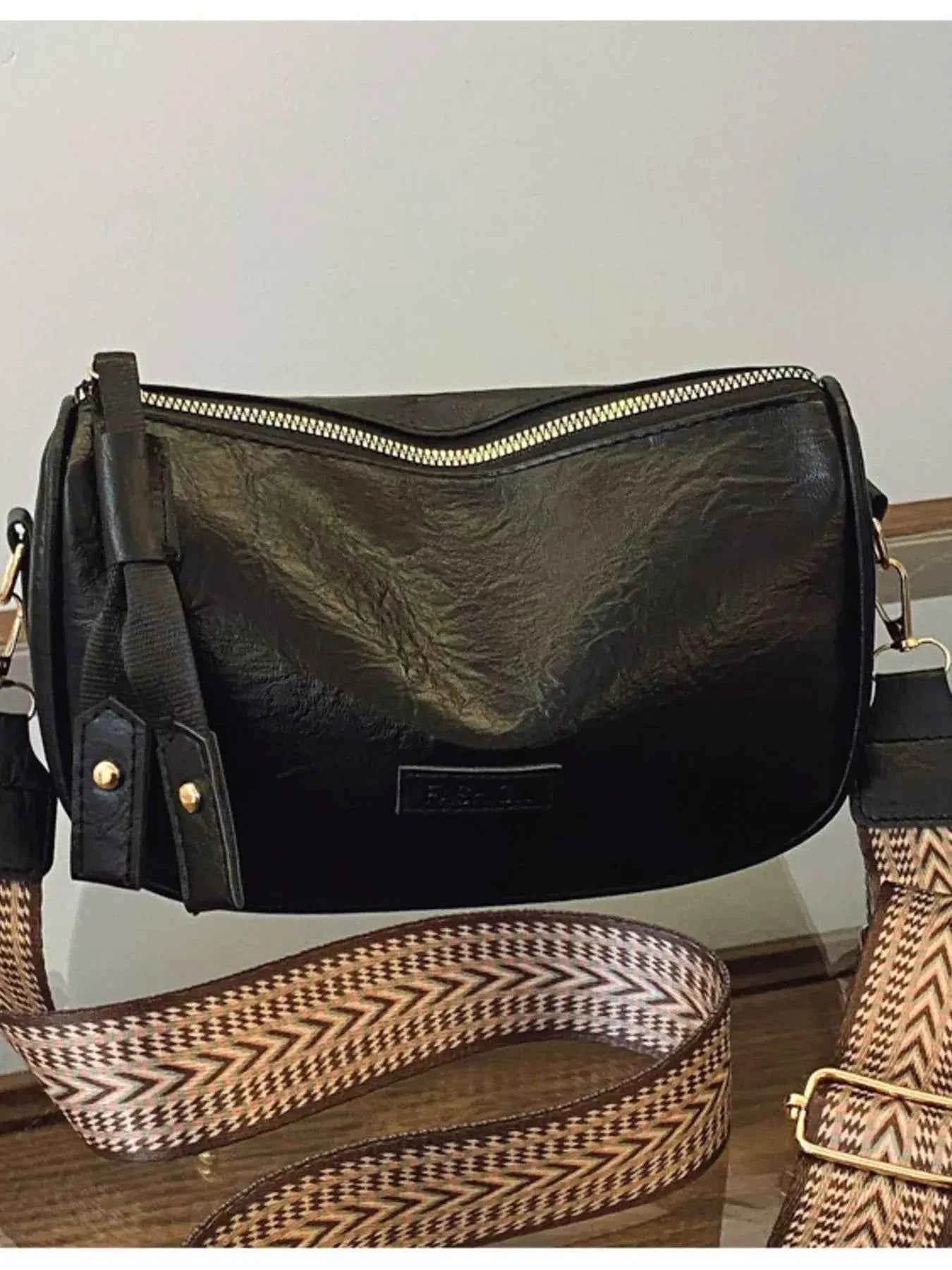 Retro Style Shoulder Crossbody Bag with Wide Strap