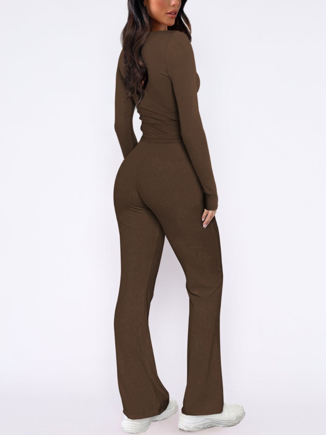 V-Neck Long Sleeve Top and Pants Set | Sugarz Chique Boutique