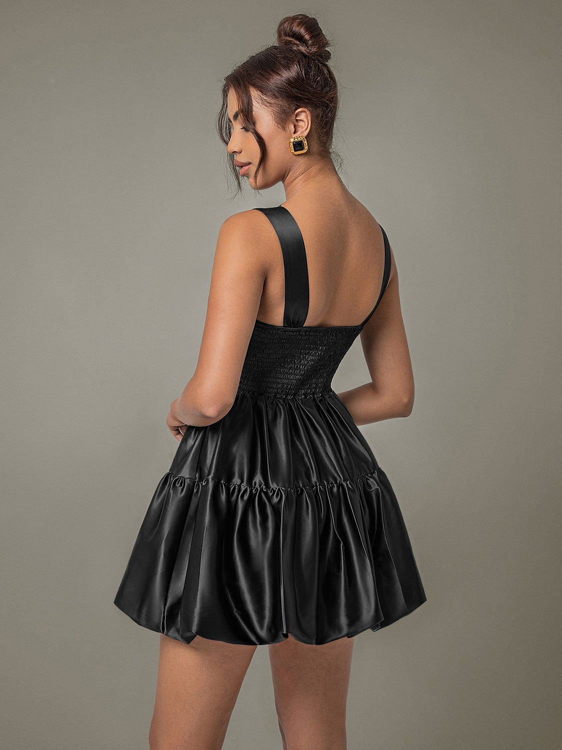 Ruched Square Neck Wide Strap Mini Dress | Sugarz Chique Boutique