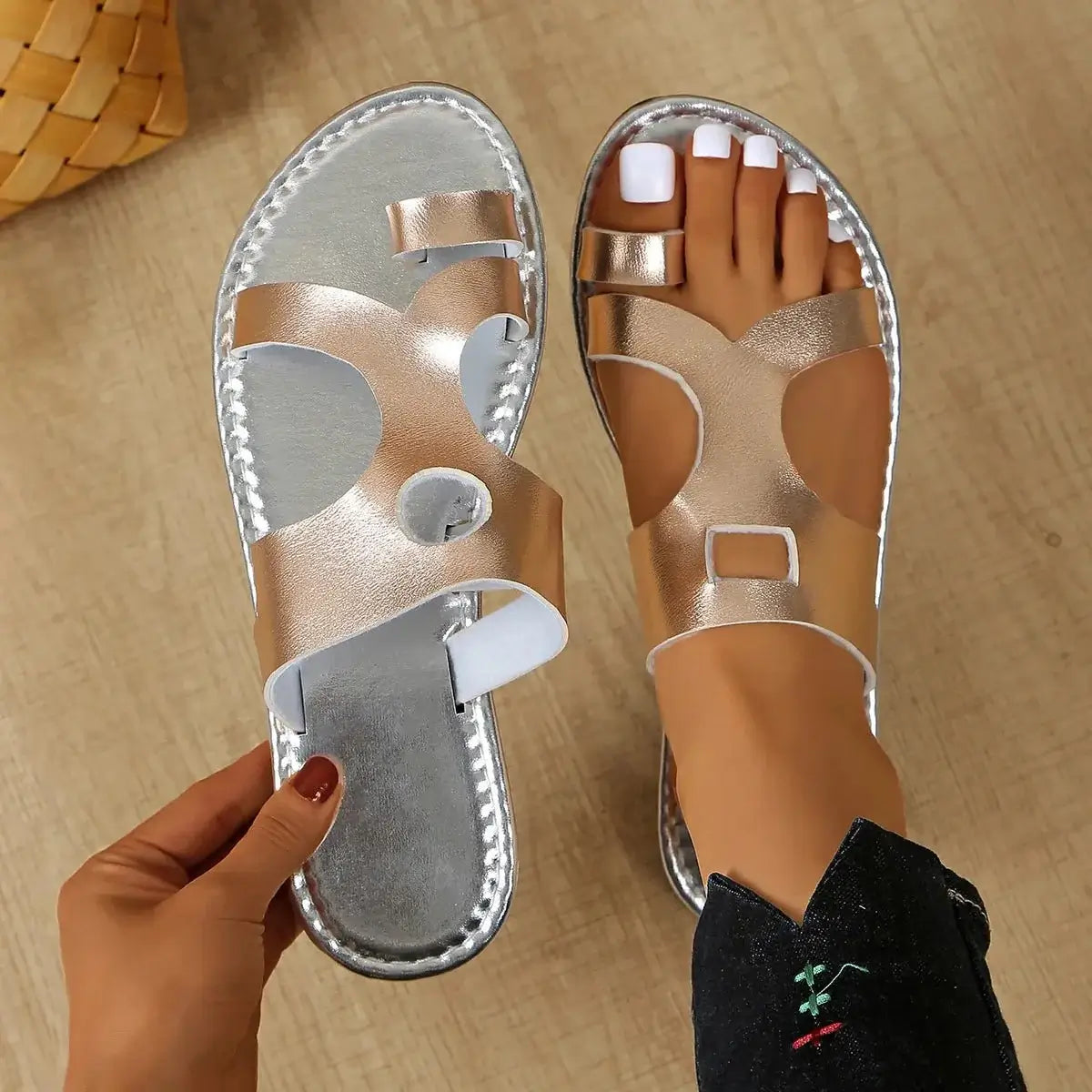 Toe Loop Flats Sandals | Sugarz Chique Boutique