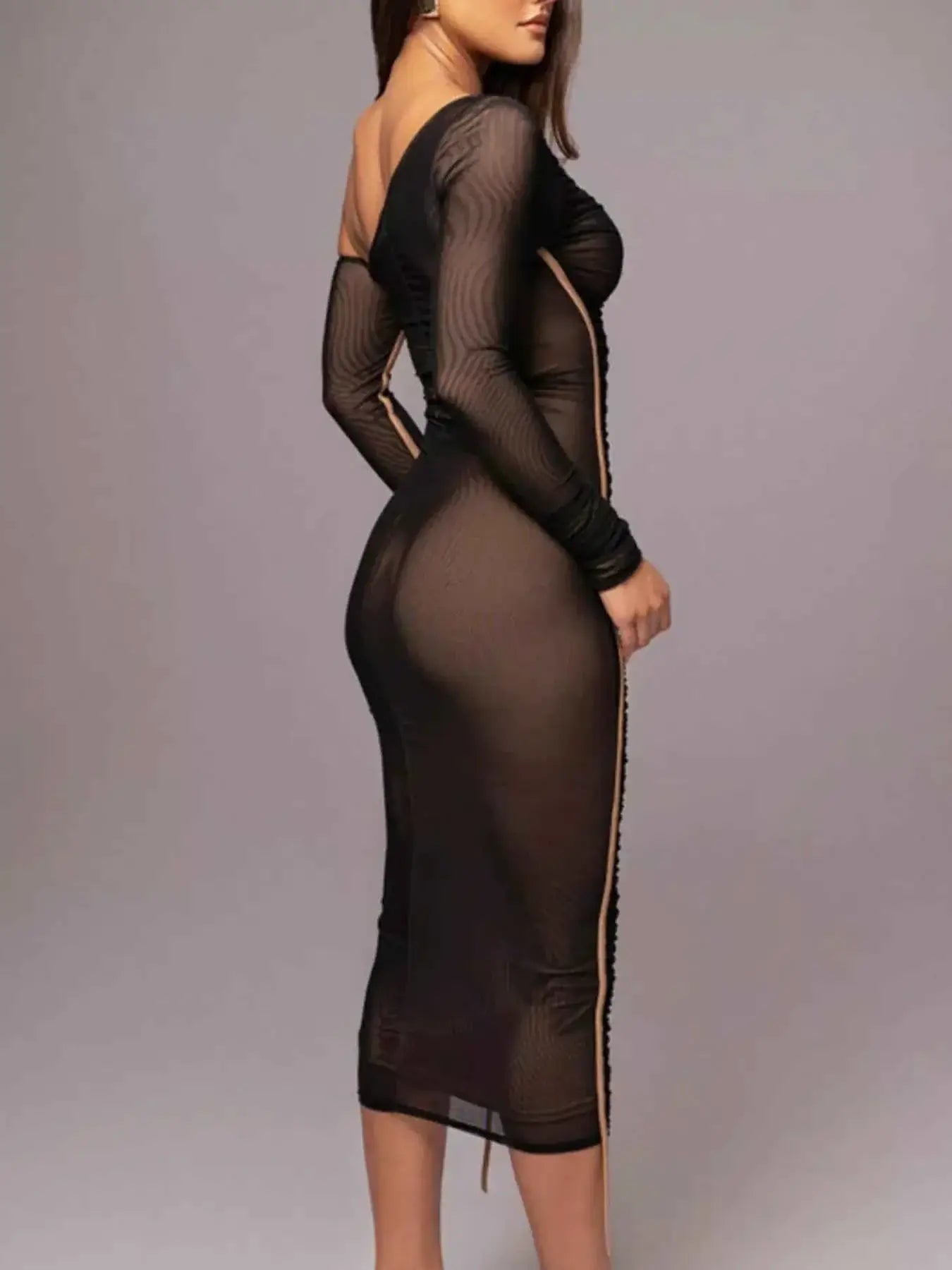 One-Shoulder Ruched Bodycon Midi Dress