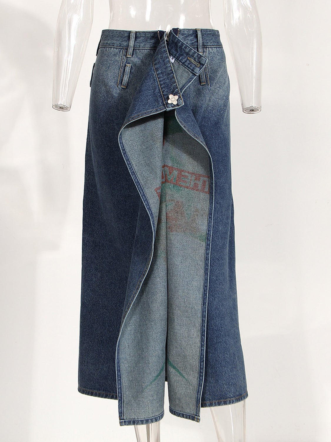 Reversible Slit Printed Midi Denim Skirt | Sugarz Chique Boutique