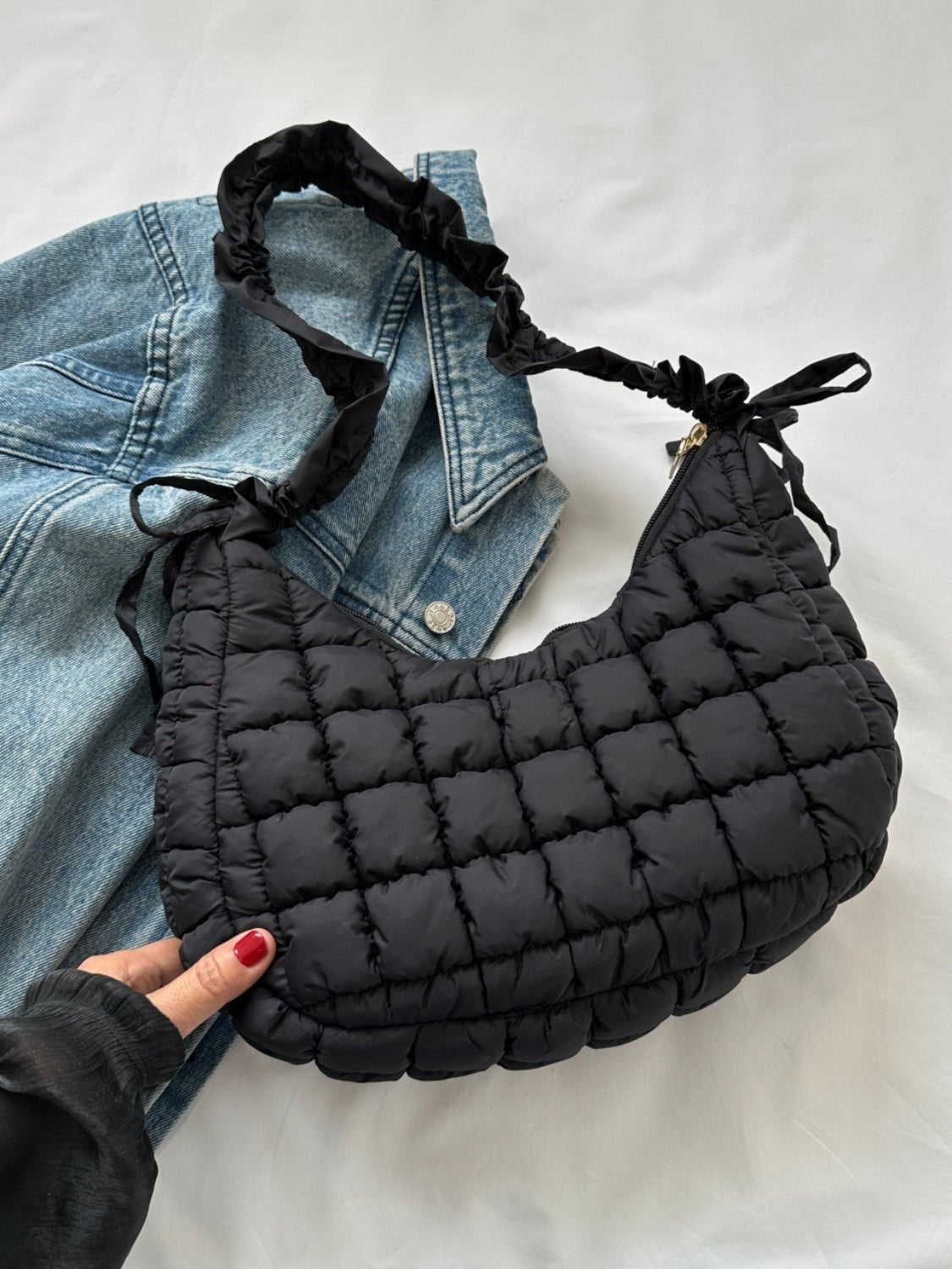 Bubble Texture Ruched Strap Quilted Shoulder Bag | Sugarz Chique Boutique