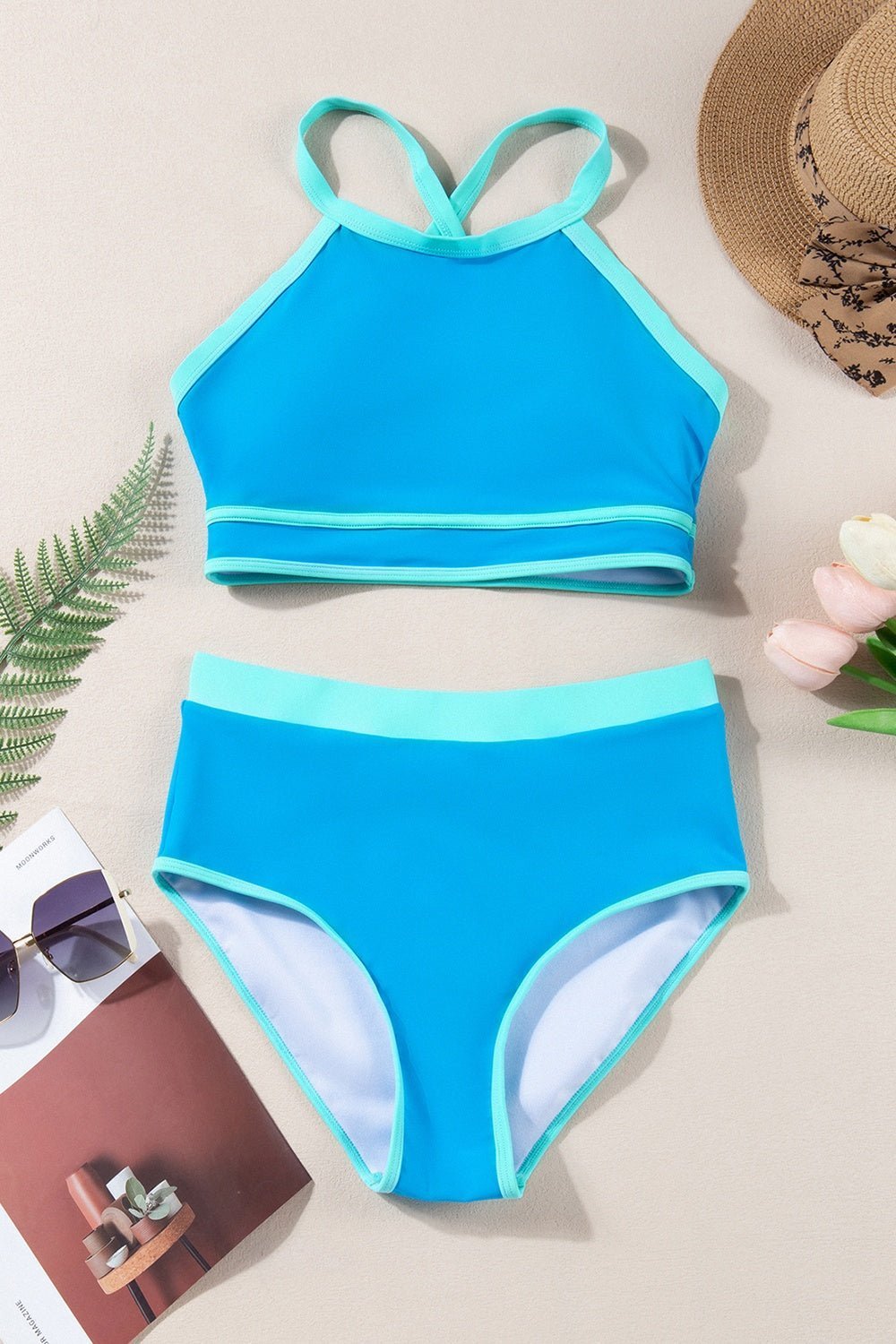 Crisscross Round Neck Two-Piece Swim Set | Sugarz Chique Boutique