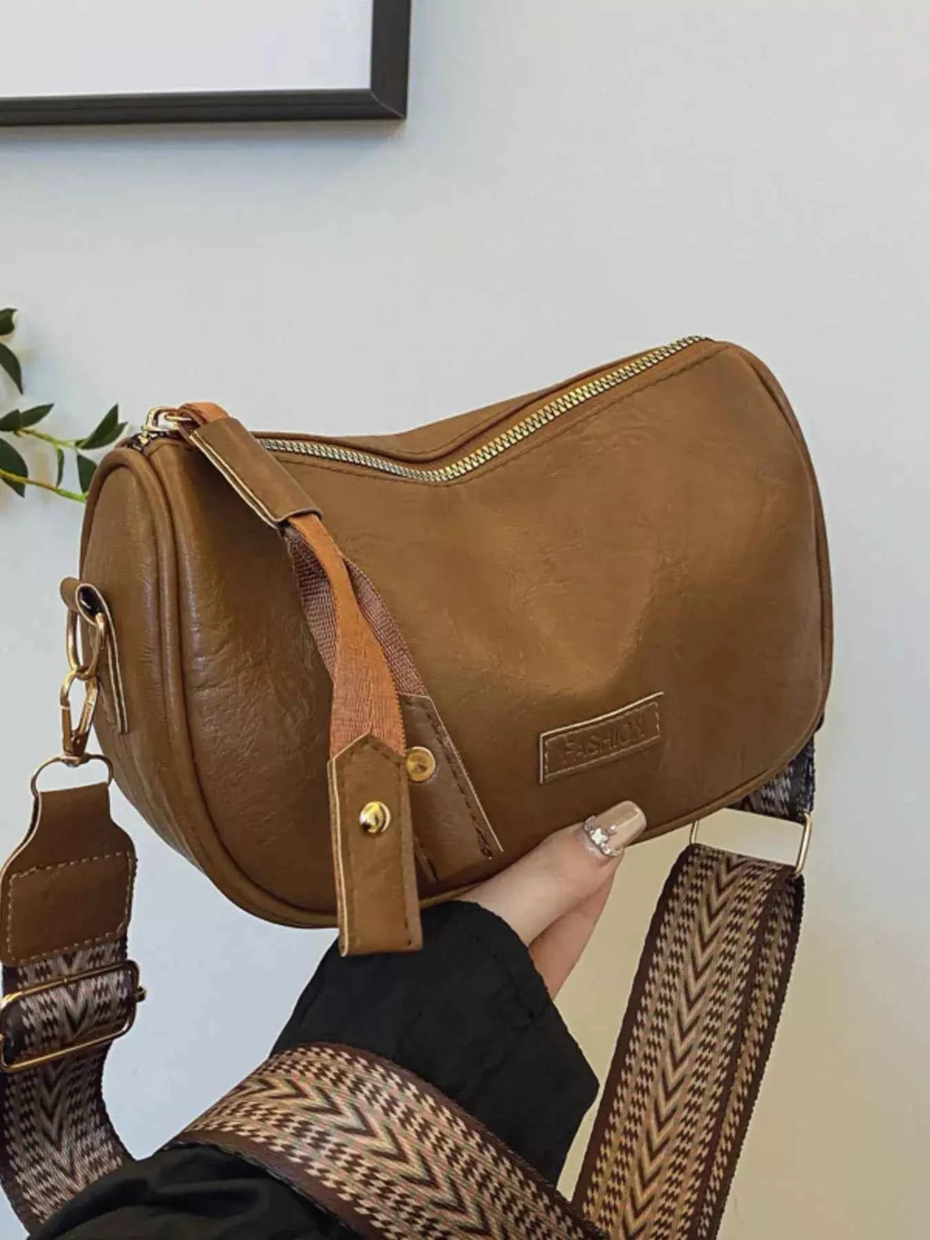 Retro Style Shoulder Crossbody Bag with Wide Strap