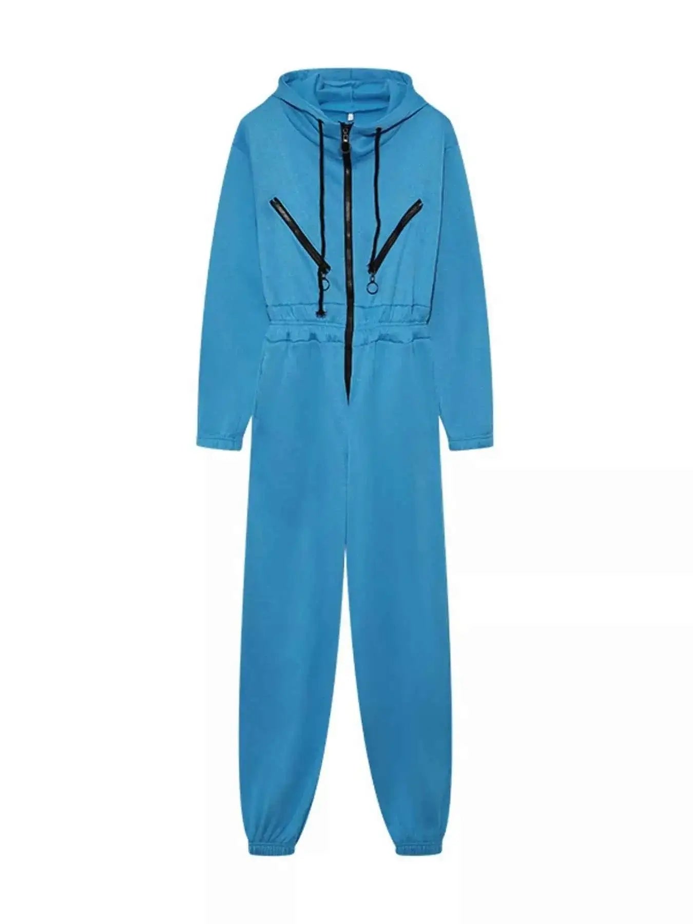 Hooded Zip-Up Long Sleeve Jumpsuit