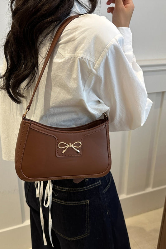 Bow Trim PU Leather Shoulder Bag | Sugarz Chique Boutique