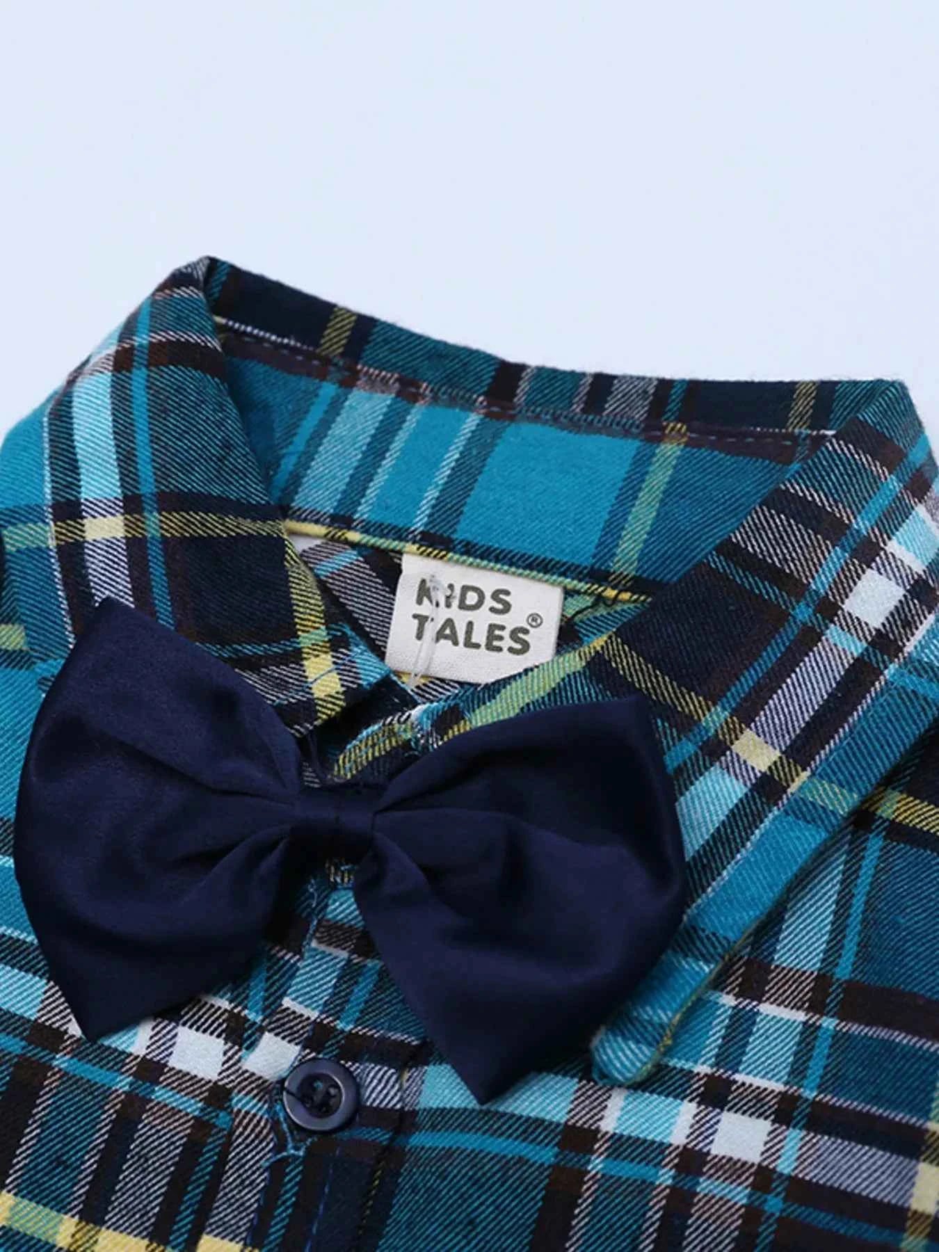 Children's Plaid Shirt & Distressed Jeans with Suspenders Set