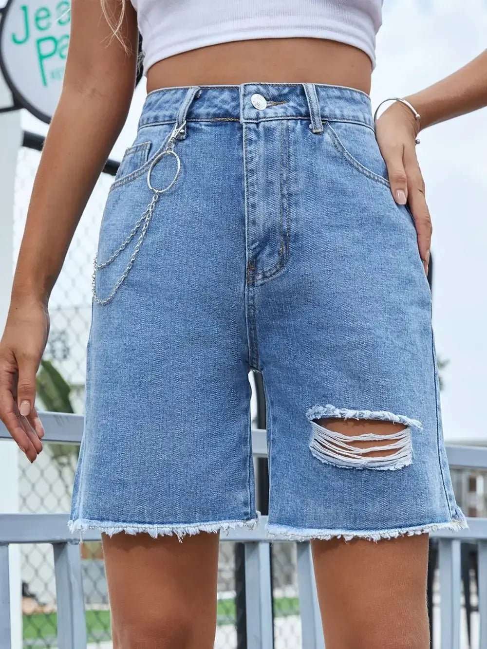 Distressed Raw Hem Denim Shorts | Sugarz Chique Boutique