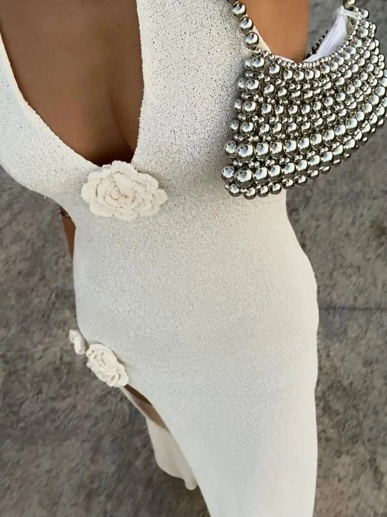 Flower Split Halter Neck Maxi Dress | Sugarz Chique Boutique