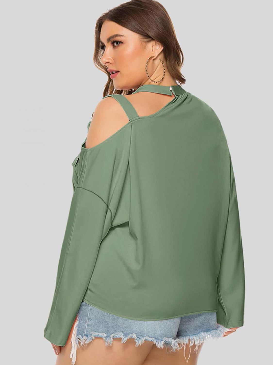 Plus Size Cold-Shoulder Tied Top | Sugarz Chique Boutique