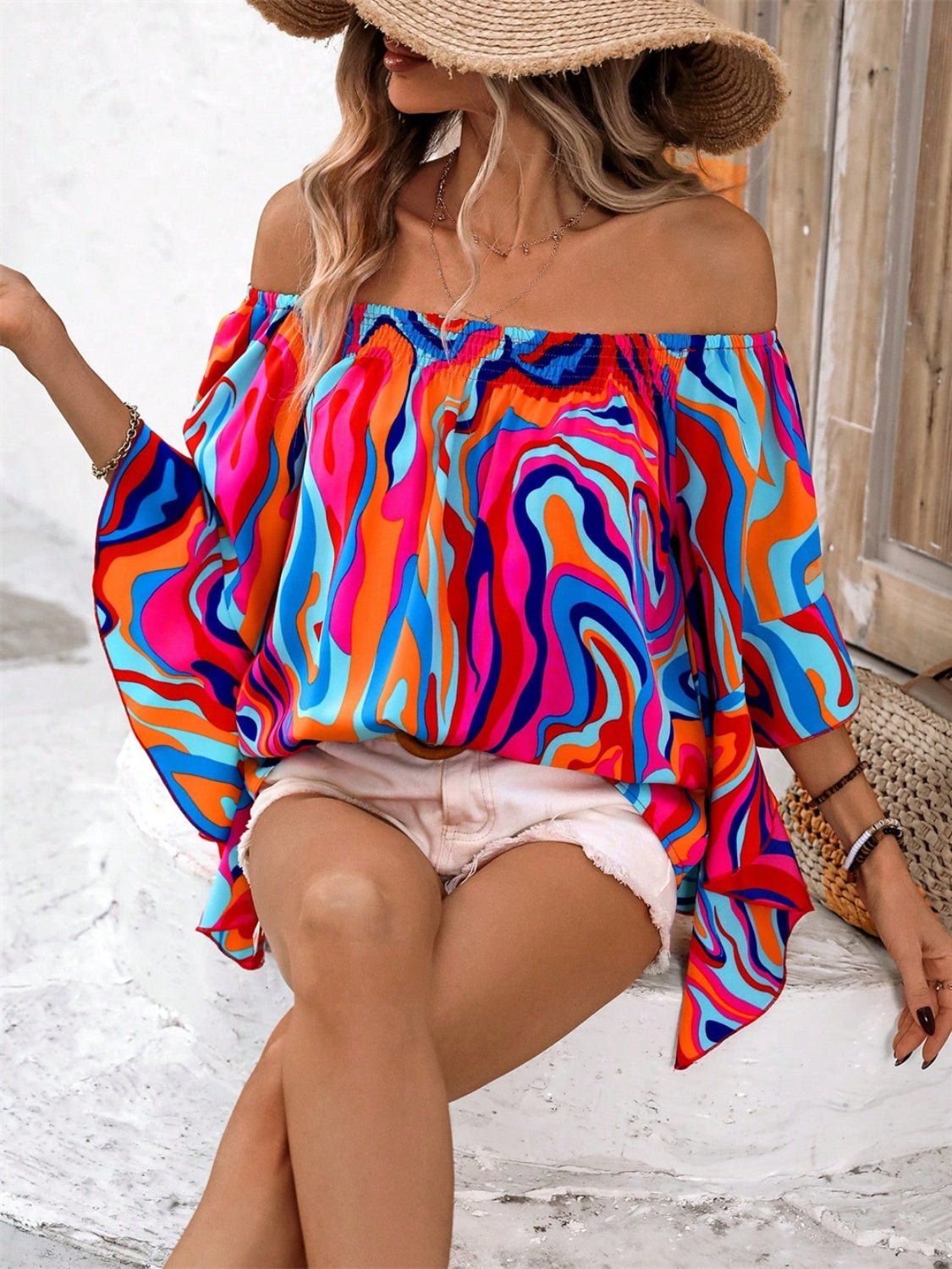 Printed Off-Shoulder Blouse | Sugarz Chique Boutique