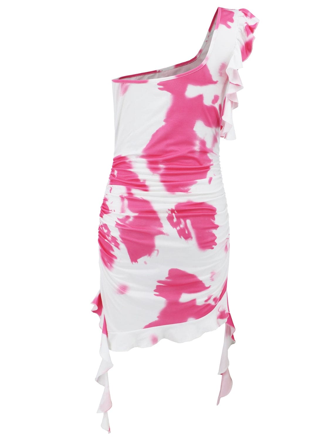 Ruffled Tie-Dye Single Shoulder Mini Dress | Sugarz Chique Boutique