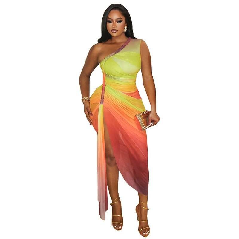 Women's Gradient Printing Shoulder Sleeveless Dress | Sugarz Chique Boutique