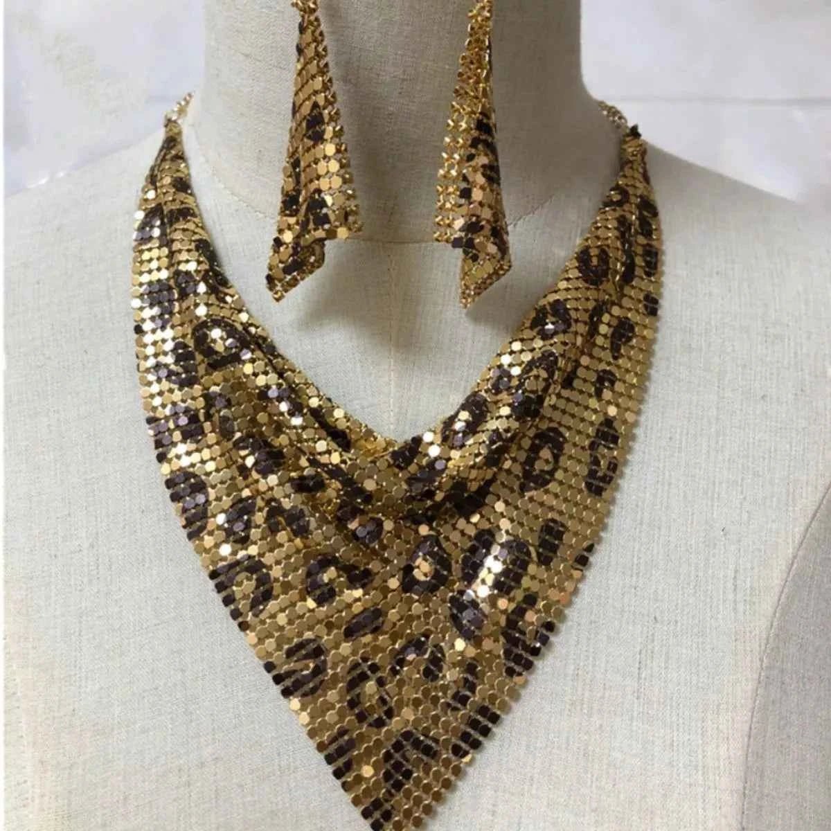 Leopard Necklace and Earrings Jewelry Set | Sugarz Chique Boutique