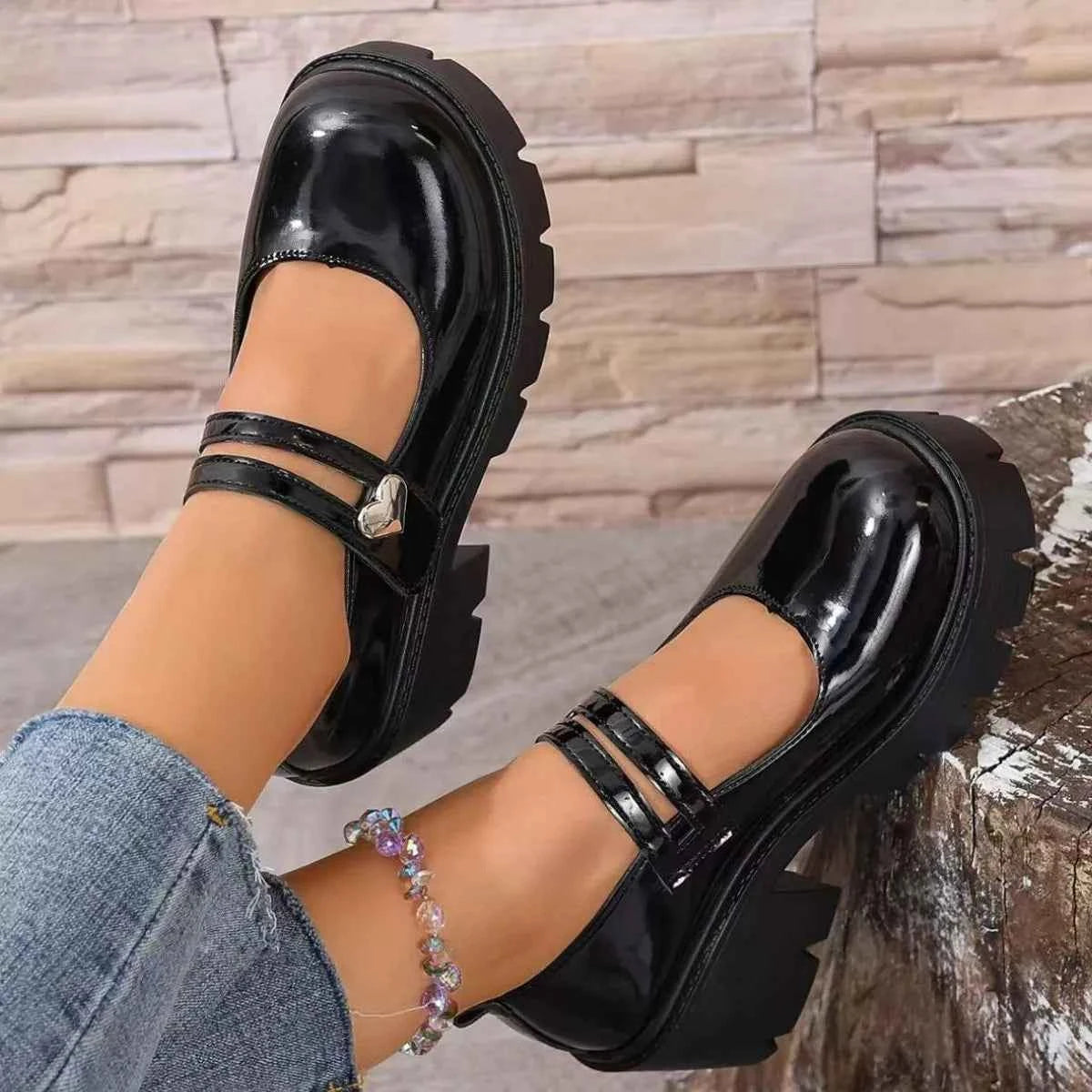 Round Toe Block Heels Loafers