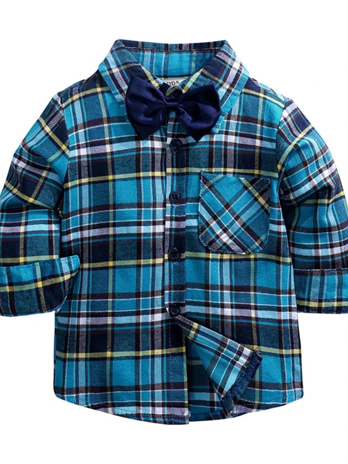 Children's Plaid Shirt & Distressed Jeans with Suspenders Set