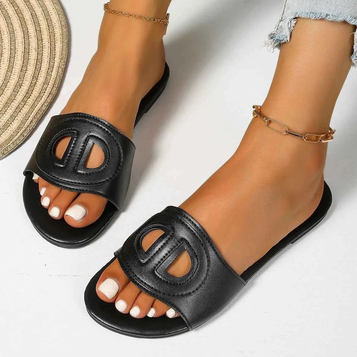 Open Toe Flats Sandals | Sugarz Chique Boutique