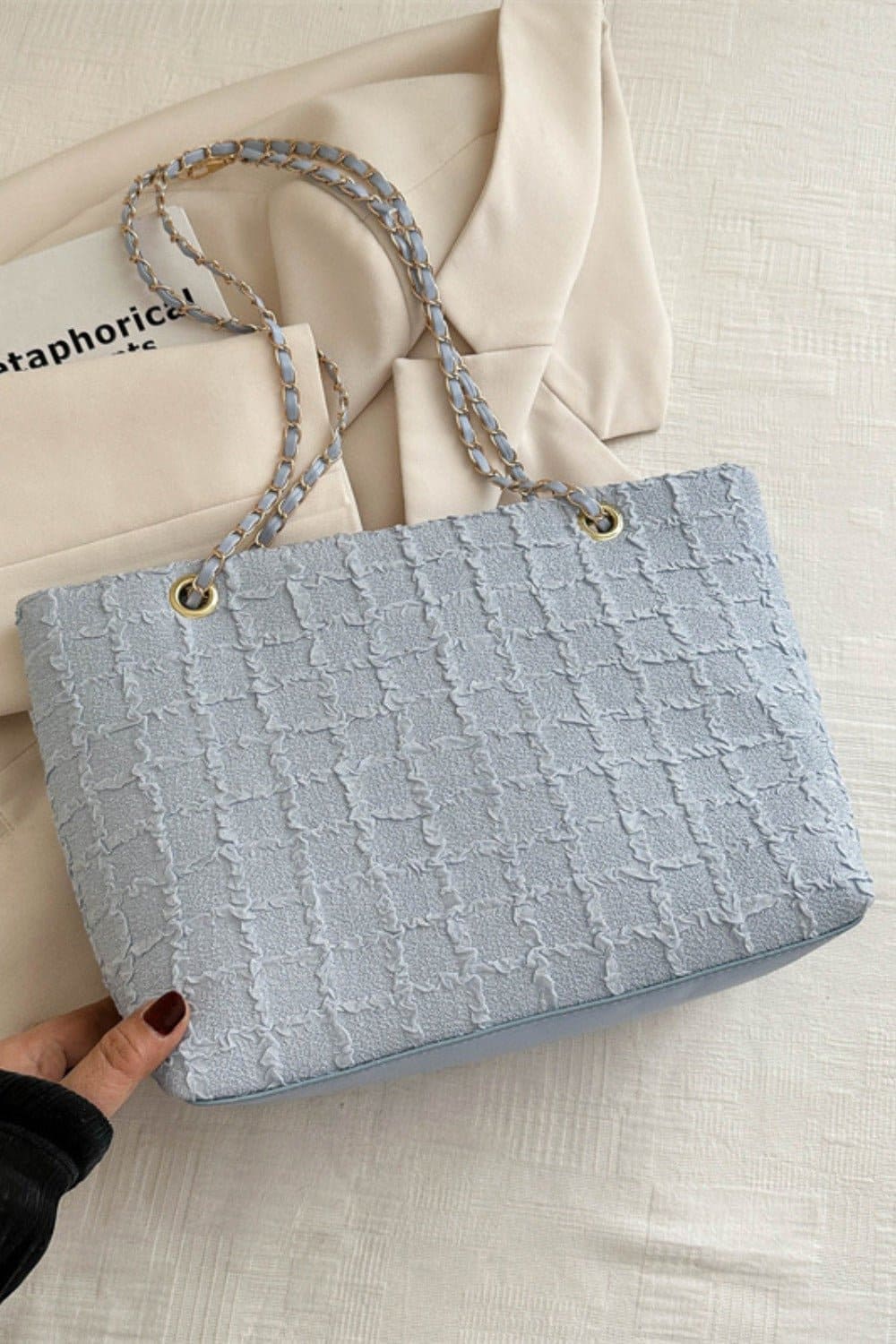 Polyester Texture Chain Tote bag | Sugarz Chique Boutique